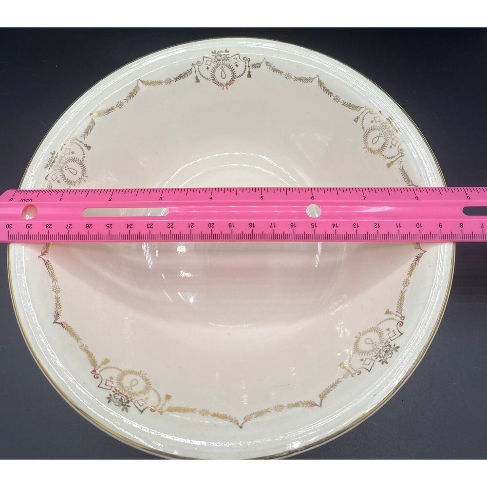 Edwin M Knowles Adams serving bowl Beige Gold Trim Semi Vitreous serving dish - Picture 3 of 5